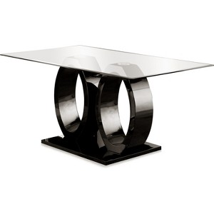 Spearelton Double Oval Pedestal Dining Table Black - ioHOMES, Black Clear