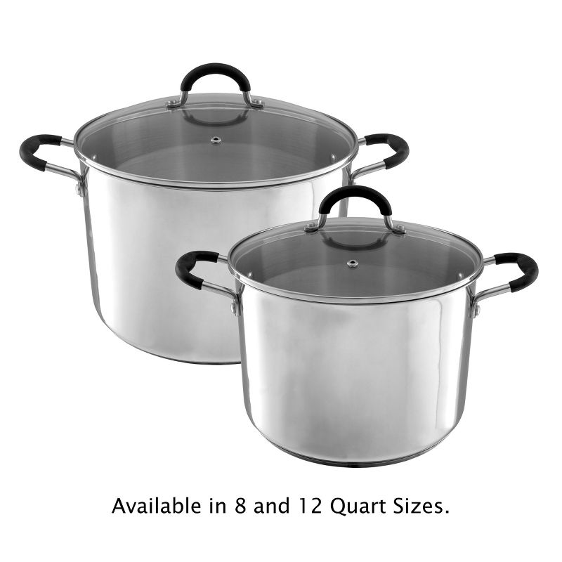 Hastings Home Large Stainless Steel 12-Qt Stock Pot With Lid – 11.5" x 7.5", 3 of 8