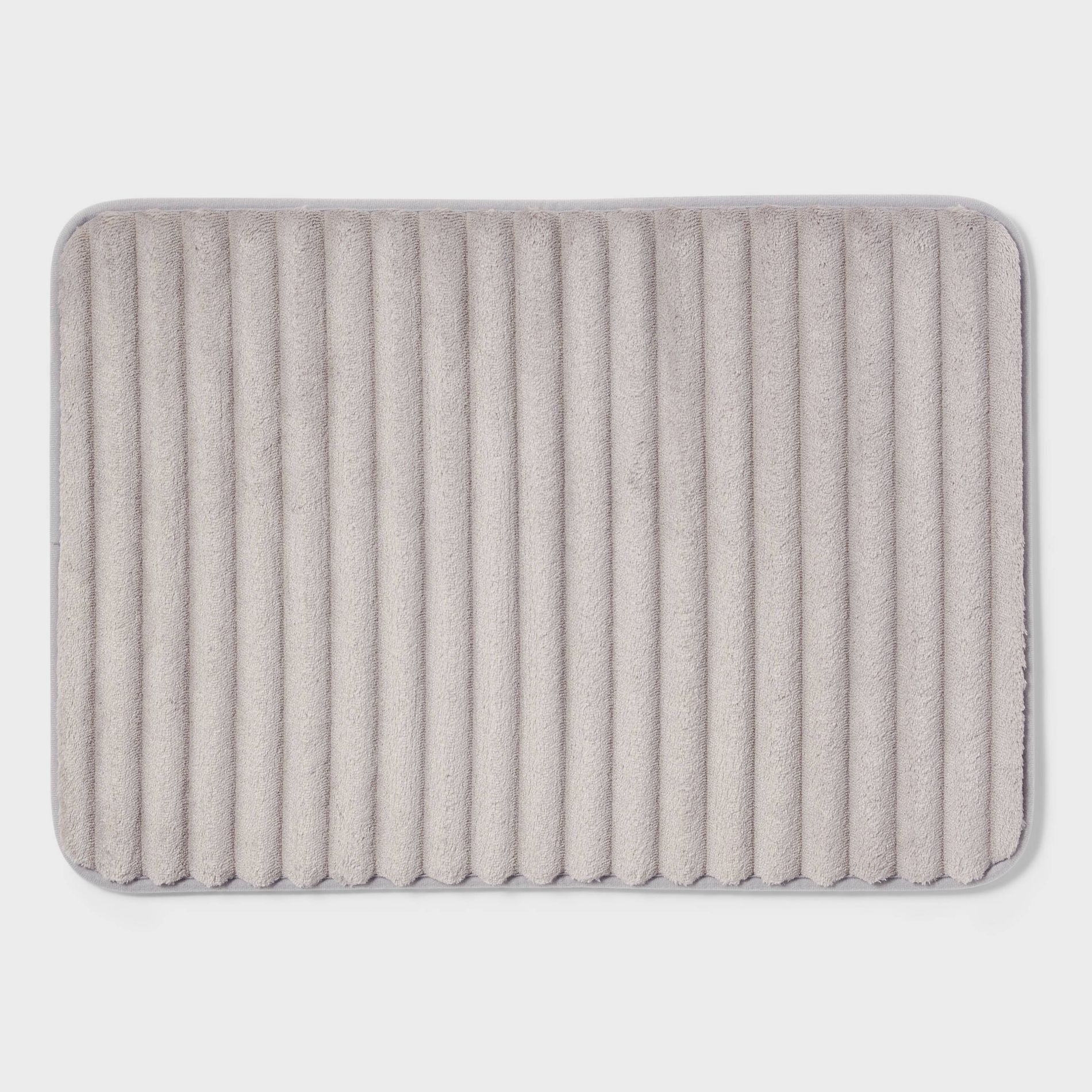 17"x24" Ribbed Cushion Foam Bath Rug Light Gray - Room Essentials™