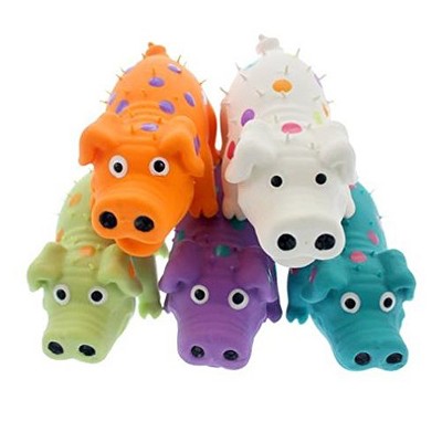 Multipet Goblets Pig 4in Latex Dog Toy Assorted Colors