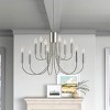 Modern 12-Light Brushed Nickel Chandelier, Tiered Metal Pendant Fixture for Dining Room or Foyer - 2 of 4