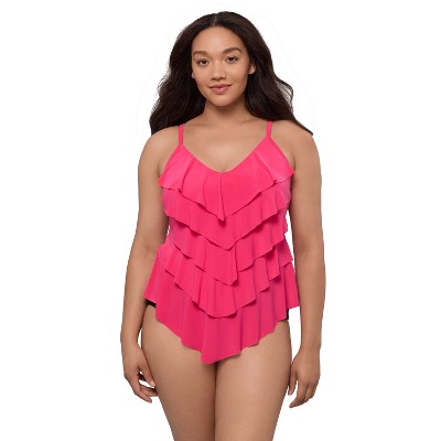 Trimshaper Women's Rachel 5 Tier Ruffle Tankini Swimsuit Top
