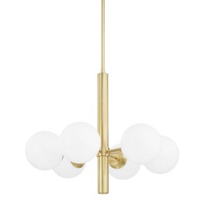 Mitzi Stella 6 - Light Chandelier in  Aged Brass Opal Shiny Shade - 1 of 1