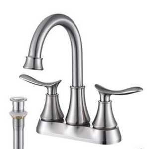 ChicFurnit Bathroom Sink Faucet Two Handle Vanity Sink Faucets with Pop up Drain for Bathroom, Silver and Gray, 14.37"*10.04"*2.6" - 1 of 4