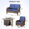 Buenhomino Outdoor Patio Furniture with Fire Pit Table Outdoor Conversation Set PE Wicker Patio Couch Swivel Glider Chairs for Garden,Lawn,Deck - 3 of 4
