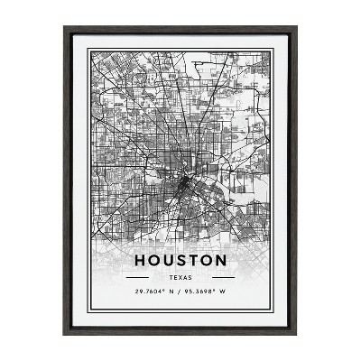 Kate And Laurel Sylvie Houston Modern Map Framed Canvas By Jake Goossen ...