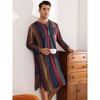 Lars Amadeus Men's V-Neck Button Long Sleeves Striped Print Nightgown - 2 of 4