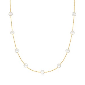 Ross-Simons 5-5.Mm Cultured Pearl Station Necklace in 14kt Yellow Gold - 1 of 4