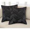 HomeRoots Set of Two 18" Black Chevron Cowhide Throw Pillows - 2 of 4