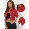 INSPIRE CHIC Women's Casual Short Sleeves Crop Denim Jacket - 2 of 4