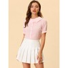 INSPIRE CHIC Women's Peter Pan Collar Contrast Color Trim Gingham Button Up Shirt - 2 of 4