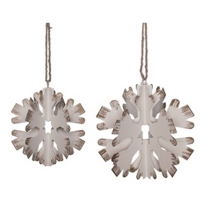 Transpac Metal 11 in. White Christmas Hanging Elegant Snowflake Set of 2 - 1 of 4