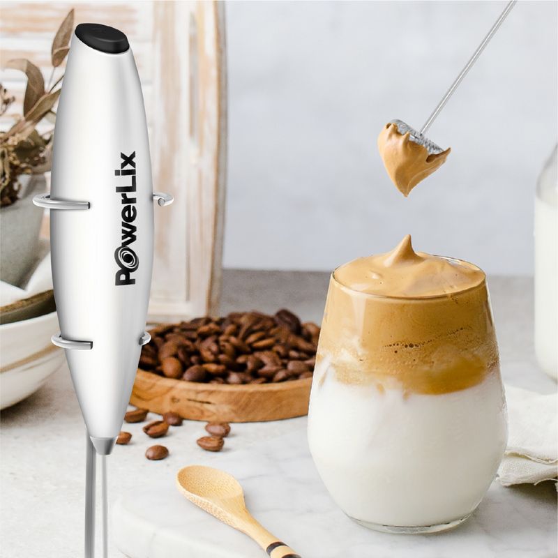 PowerLix Milk Frother Handheld Battery Operated Electric Whisk Foam Maker For Coffee - With Stainless Steel Stand Included, 2 of 5
