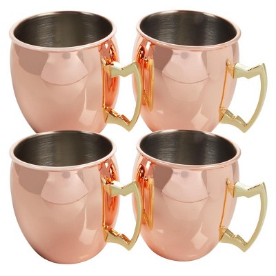Wolfgang Puck Copper Mule Mugs – Set of 4, 18 OZ, Copper Exterior