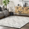 Nuloom Iola Trellis 8x10 Shag Area Rug for Living Room Bedroom Dining Room Nursery, White/Grey - 2 of 4
