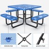 COWLOWN Blue 46" Square Outdoor Steel Picnic Table with Umbrella Pole in Fade - Resistant - Durable for Outdoor Gatherings - 2 of 4