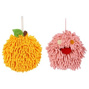 REGALWOVEN 2 Pcs Cute Comfortable Soft Absorbent Chenille Fuzzy Hand Towel - 1 of 4