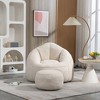 Bean Bag Chair Sofa High Pressure Foam Filled Sofa Chair Lazy BeanBag Sofa with Footrest Soft Comfy Chair for Living Room Bedroom Office, Beige, Grey - 3 of 4