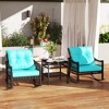 Outsunny Wicker Outdoor Rocking Chair Set, 3 Piece Patio Furniture Set with Padded Cushions and Storage Table, 2-Seater Rattan Bistro Set, Turquoise - 2 of 4