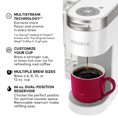 Elevated White Single-Serve Pod Coffee Maker with MultiStream Technology