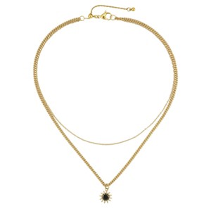 Slate by Rebl Double-Layer Black CZ Sun Pendant Necklace  18K Gold Plated Stainless Steel - 1 of 1