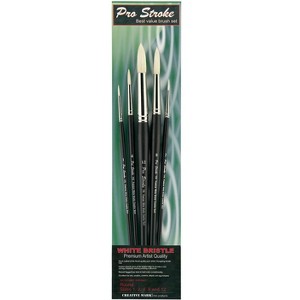 Creative Mark Pro Stroke Premium White Chungking Hog Bristle Artist Paint Brush - Round  - Natural Bristle Brush w/ Great Control Suitable for Oils, - 1 of 4