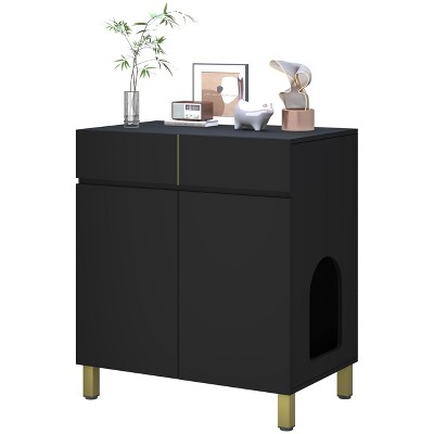 APRILSOUL Large and Tall Litter Box Enclosure, Modern Wooden Litter Box Furniture for XL Litterbox with Drawer as Sideboard Cabinet
