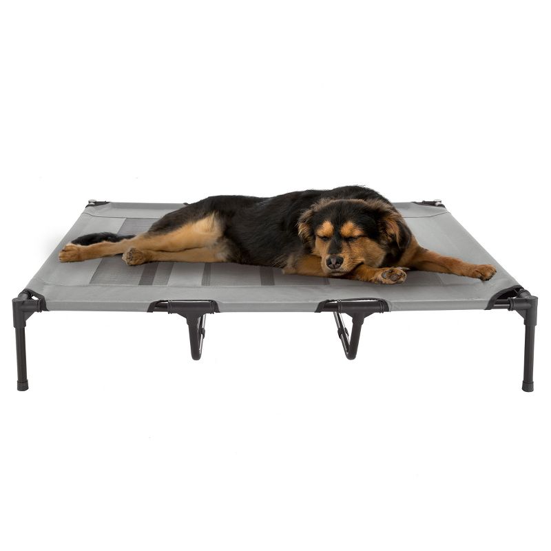 Elevated Dog Bed - 48x35.5-Inch Portable Pet Bed with Non-Slip Feet - Indoor/Outdoor Dog Cot or Puppy Bed for Pets up to 110lbs by PETMAKER (Gray), 1 of 9