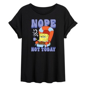 Women's - SpongeBob SquarePants - Not Today Spongebob Oversized Graphic T-Shirt - 1 of 4