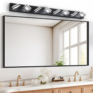 52" Modern 8-Light LED Vanity Light - Sleek Bathroom Wall Fixture, Iron & Acrylic, Dimmable & Energy-Efficient for Bathroom, Mirror Lighting - 1 of 4