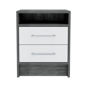 TIRAMISUBEST Black Nightstand with Metal Handles, Industrial Bedroom Storage - 1 of 4