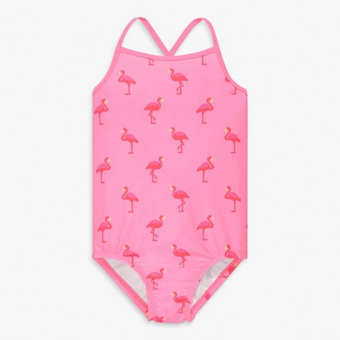Primary Kids Swimsuit In Flamingos In Pink Lemonade Flamingos Size 10