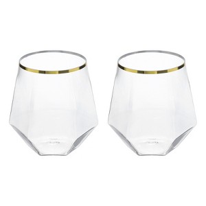 Unique Bargains Stemless Diamond Shape Lightweight Gold Trim Wine Glasses Drinkware - 1 of 4