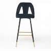 2 Pcs Velvet Bar Stools with Back Support and Footrest, Modern Upholstered Kitchen Island Chairs, Wide Wide Cushion Counter Stools for Bar Pub Cafe - 3 of 4