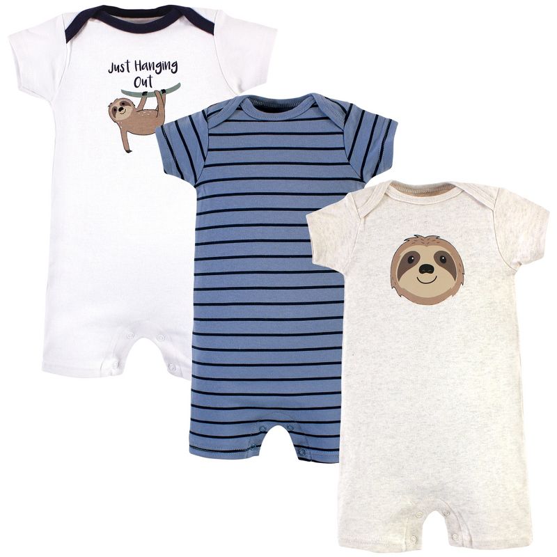 Hudson Baby Infant Boy Cotton Rompers, Sloth, 1 of 7