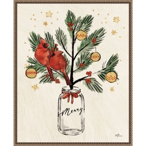 Amanti Art Christmas Lovebirds XIII Merry by Janelle Penner Framed Canvas Wall Art - 1 of 4