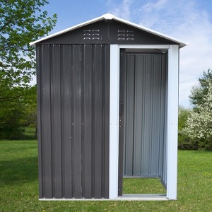 Wooden Tool shed, Outdoor Storage with Three partitions, Perfect for Storing Patio Furniture, 63.59 * 20.48 * 30.31 inches, Suitable for Backyard - 1 of 4