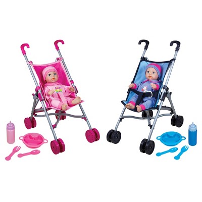 Lissi Baby Doll Umbrella Stroller Twin Set with 2 Toy Baby Dolls