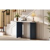 Airsurfer Narrow Console Table, Entryway Table with Oval Faux Marble Top, Rustic Sofa Table with Curved Legs, Hallway Accent Table - 2 of 4