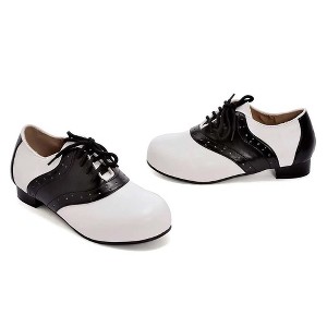 Ellie Shoes Saddle Shoe 1" Heel Child Shoes, White/Black - 1 of 4