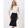 Allegra K Women's High Waist Flare Hem Elegant Work Midi Fishtail Skirt - 3 of 4