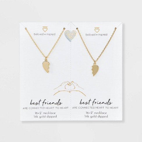 Gold Best Friends Butterfly Pendant Necklaces - 2 Pack
