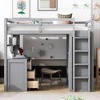 Okak Twin Size Wood Bunk Bed with Built-in Wardrobe, Storage Drawers, Loft Bunk Bed with Desk for Teens, Easy Assemble, Gray - 4 of 4