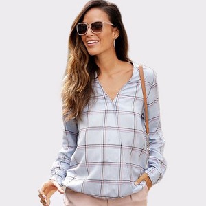 Women's Plaid Cutout Blouse Shirt - LASCANA - 1 of 4