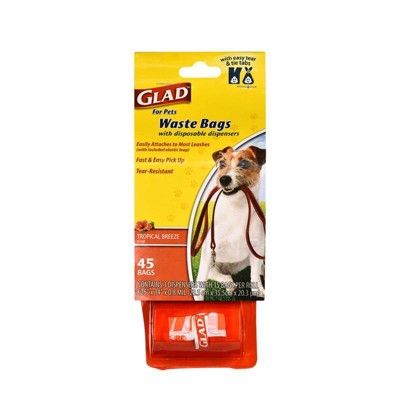 Glad Dog Disposable Waste Bags Containers Tropical Breeze Scent - 3pk