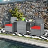 Costway 3PCS Patio Rattan Furniture Set Cushioned Sofa Armrest  Garden White\Red\Navy\Turquoise - image 3 of 4