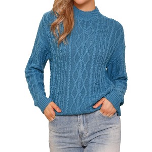 INSPIRE CHIC Women's Vintage Long Sleeve Crew Neck Knitted Sweater - 1 of 4