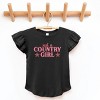 Just A Country Girl Stars Glitter/Puff Print - Flutter Sleeve Graphic T-Shirt - 2 of 4