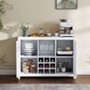 AEELLEEA Wine Bar Cabinet with 2 Doors MDF Buffet Storage Liquor Cabinet with Wine Rack and Glass Holder for Living Dining Room Kitchen White - 2 of 4