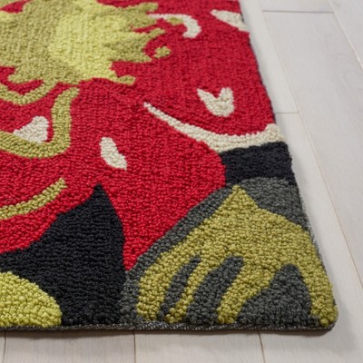 Handmade Black Floral Rectangular Synthetic Area Rug